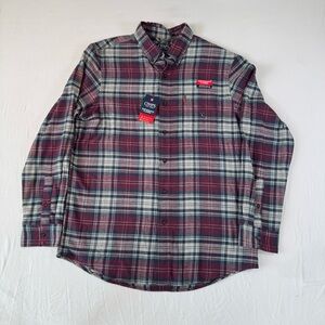 CHAPS Navy Performance Flannel Button Up L/S Shirt Size L